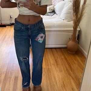 550 Levi patched low rise jeans W27”X L29”